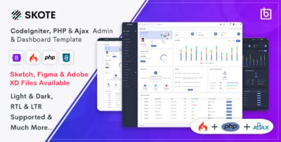 Skote - CodeIgniter, PHP & Ajax Admin Dashboard Template