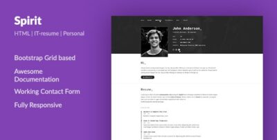 SpirIT - Portfolio & Resume HTML Template for Developers, Programmers and Freelancers.