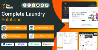 Star Laundry - Complete Laundry Solution Mobile App with Admin panel with Website Ondemand App