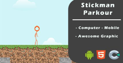 Stickman Parkour - 2D pixel art - c3p HTML5 Game