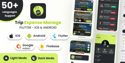 TripMode Trip Expense Manage - Flutter Android & iOS Full App + Light + Dark Mode (50+ Languages)