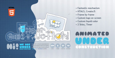 Under Construction Machine Animated HTML5 Template