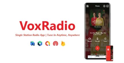 VoxRadio - Single Station Radio & Recording App ADMOB, FIREBASE, ONESIGNAL