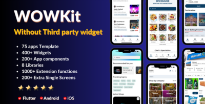 WOWKit Pro - Flutter UI KIt - 75 apps , 400+ widgets, 200+ components- WITHOUT THIRD PARTY WIDGETS