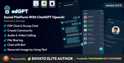 adGPT - Social Platform with ChatGPT Open AI Android and iOS App