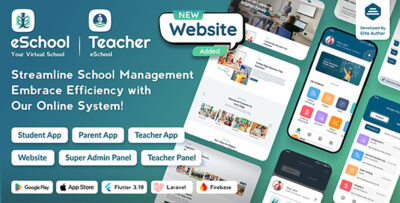 eSchool - School Management System with Student Parents Teacher Flutter App Laravel Admin