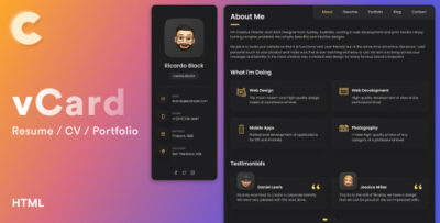 vCard - HTML5 Resume CV Portfolio