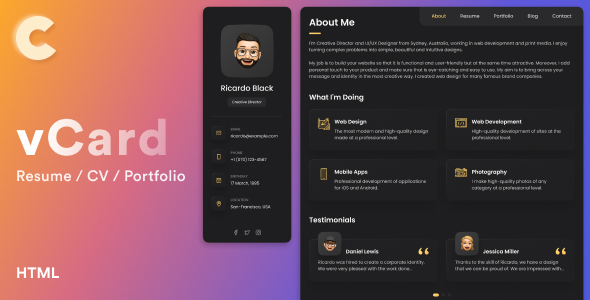 vCard - HTML5 Resume CV Portfolio vCard - HTML5 Resume CV Portfolio
