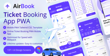 Airbook - Ticket Booking App Mobile Template (Tailwind CSS + PWA)