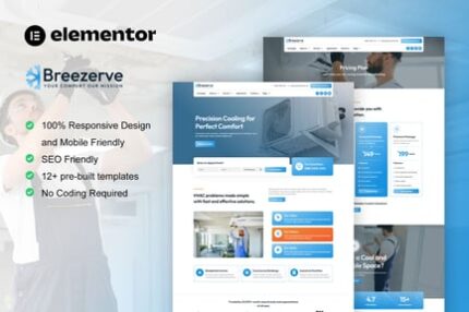 Breezerve - Air Conditioner & HVAC Repair Elementor Pro Template Kit