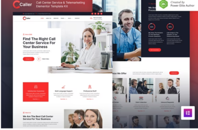 Callerr - Call Center Service & Telemarketing Elementor Template Kit