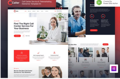 Callerr – Call Center Service & Telemarketing Elementor Template Kit