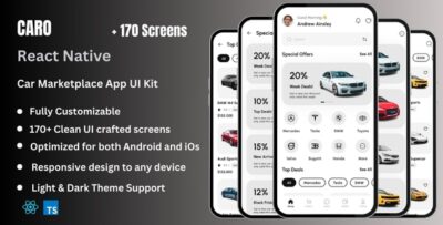 Caro - Car Marketplace React Native CLI App Ui Kit