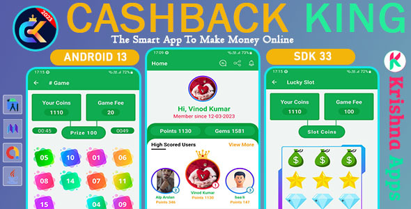 CashBack King - Web Visit, App Install, Captcha Game, Casino Betting Earning App With Admin Panelc CashBack King - Web Visit, App Install, Captcha Game, Casino Betting Earning App With Admin Panel