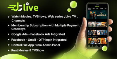 DTLive - Movies - TV Series - Live TV - Channels - OTT - Android app Laravel Admin Panel