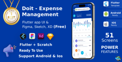 DoIt ANDROID + IOS + FIGMA + XD + Sketch + Figma UI Kit Flutter Expense Management APP