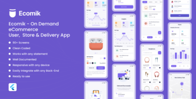 Ecomik - Ecommerce Flutter App Template for User, Store and Delivery.