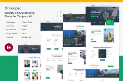 Ecopec Solar & Renewable Energy Elementor Template Kit