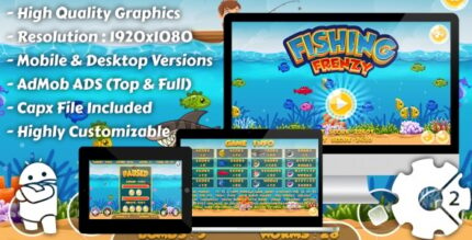 Fishing Frenzy - HTML5 Game, Mobile Version+AdMob!!! (Construct 3 Construct 2 Capx)