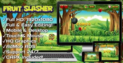 Fruit Slasher - HTML5 Game, Mobile Version+AdMob!!! (Construct 3 Construct 2 Capx)