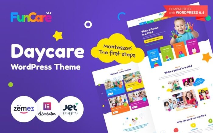 FunCare - Bright And Enjoyable Daycare Website Design Theme WordPress Theme