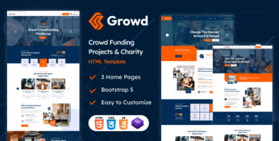 GROWD Crowdfunding & Charity HTML Template