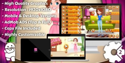 Girl Dress Up - HTML5 Game, Mobile Version+AdMob!!! (Construct 3 Construct 2 Capx)