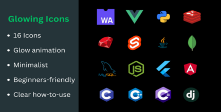 Glowing Icons - Coding Icons Pack with Glowing Effect