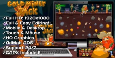 Gold Miner Jack - HTML5 Game 20 Levels + Mobile Version! (Construct 3 Construct 2 Capx)