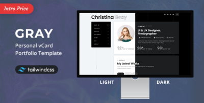 Gray - Tailwind Personal vCardPortfolio Template