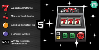 HTML5 Slot Machine Jackpot 777 - HTML5 Game (Construct 2 & Construct 3)