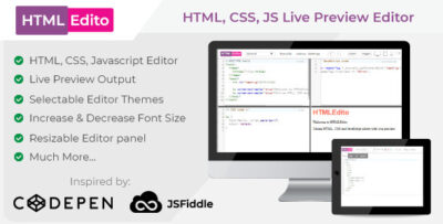 HTMLEdito - HTML, CSS, JavaScript Live Editor