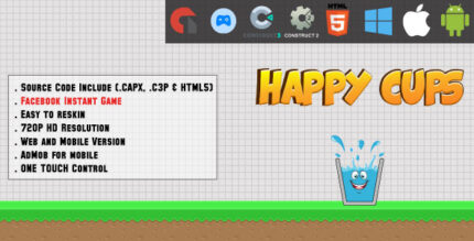 Happy Cups - HTML5 Game - Web & Mobile + AdMob (CAPX, C3p and HTML5)