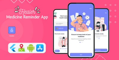 Healer v1.3 - Medicine Reminder App Flutter, SQLite & Local Notification Android & iOS