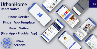 Home Service Finder & Provider Booking Template in React Native 2 Apps UrbanHome Android & iOS