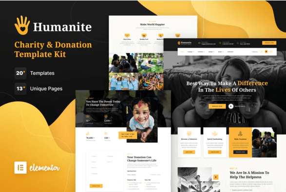 Humanite - Charity & Donation Elementor Template Kit Humanite - Charity & Donation Elementor Template Kit