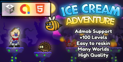 Ice cream Head Platformer Adventure Game - Unity Template + Admob + 100 Levels - Easy Reskin Project