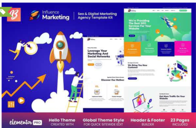 Influence Marketing - SEO & Digital Agency Elementor Template Kit