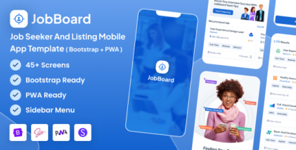 JobBoard - Job Board Job Seeker and Listing Mobile App Template (Bootstrap + PWA)