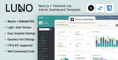 LUNO Next.js + Tailwind CSS Admin Dashboard Template