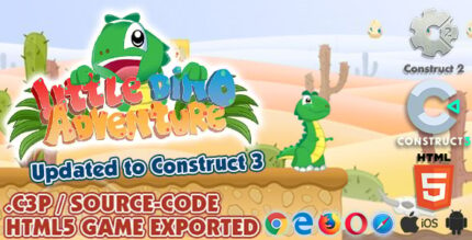 Little Dino Adventure - HTML5 Construct 23 Platform Game (.capx .c3p)