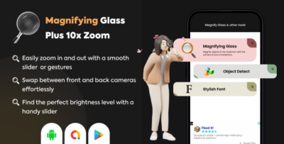 Magnifying Glass Plus 10x Zoom - Object Detector - Magnifier Camera - Stylish Fonts