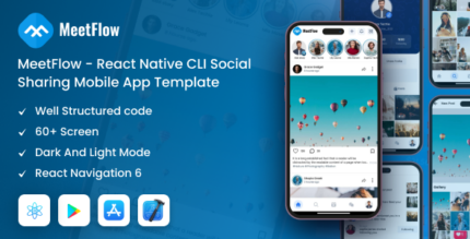 MeetFlow - React Native CLI Social Sharing Mobile App Template