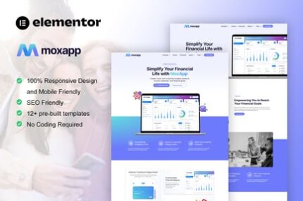 MoxApp - Mobile App & Fintech Startup Elementor Pro Template Kit