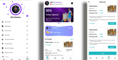 Multi-Service App UI for React Native - User and Vendor Apps