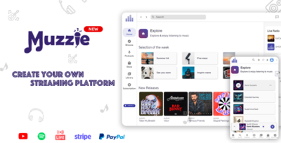 Muzzie - Music, Podcast & Radio Streaming Platform v4.6