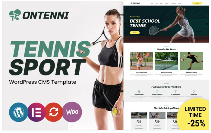 Ontenni - Tennis Club and Sports WordPress Theme