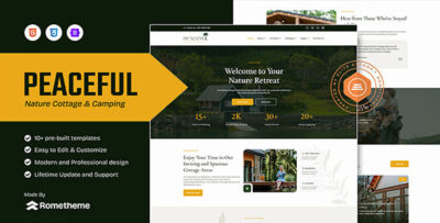 Peaceful - Nature Cottage & Camping HTML Template