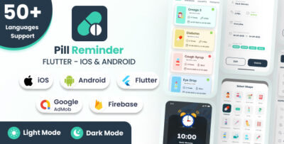 Pill Mode Pill Reminder - Flutter Android & iOS Full App + Light + Dark Mode