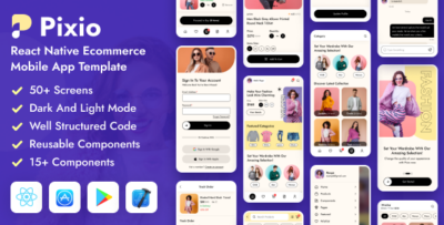 Pixio - React Native CLI eCommerce Mobile App